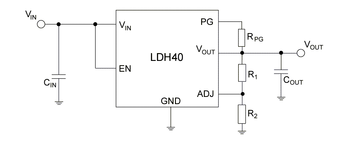 Application Circuit Diagram - STMicroelectronics LDH40 200mA Low Dropout LDO